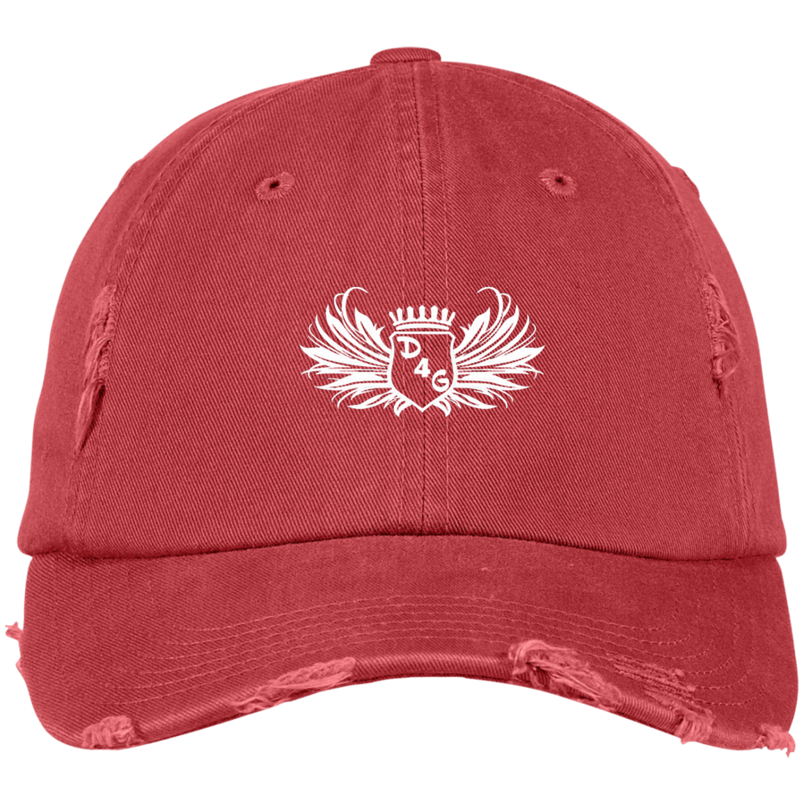 Red D4G Distressed Dad Hat